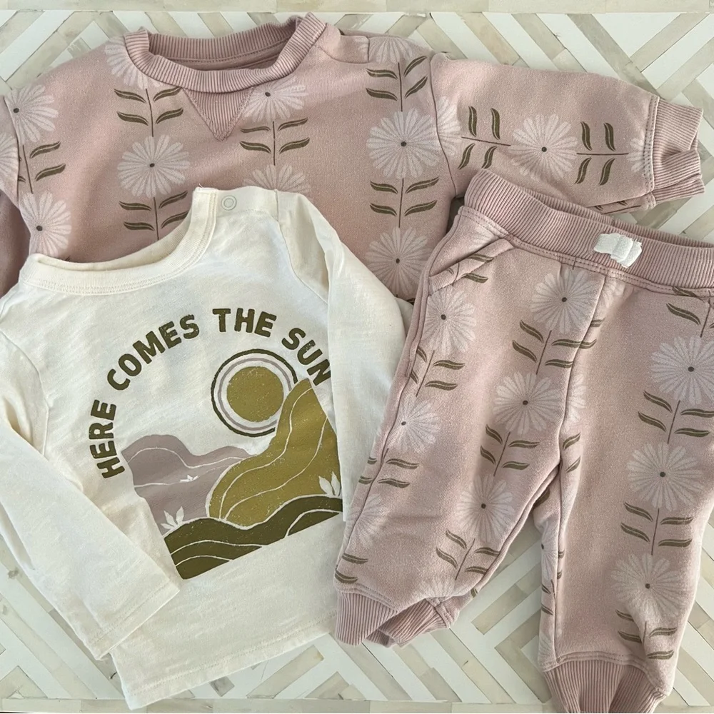 LITTLE CO. Floral Dusty Rose Boho Bundle, 6mo